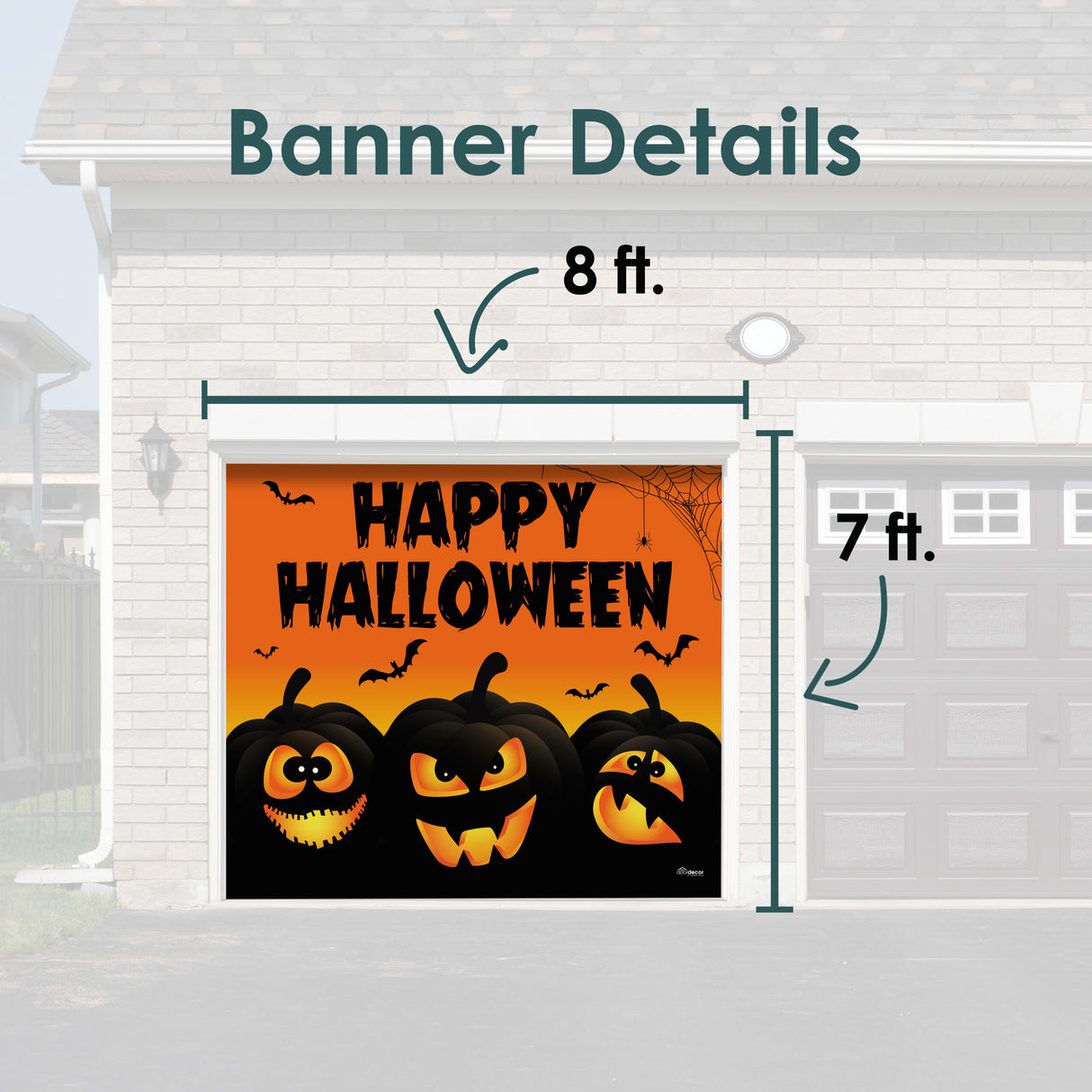 8' x 7' Jack O'Lantern Halloween Garage Door Banner - Spooky Outdoor Décor