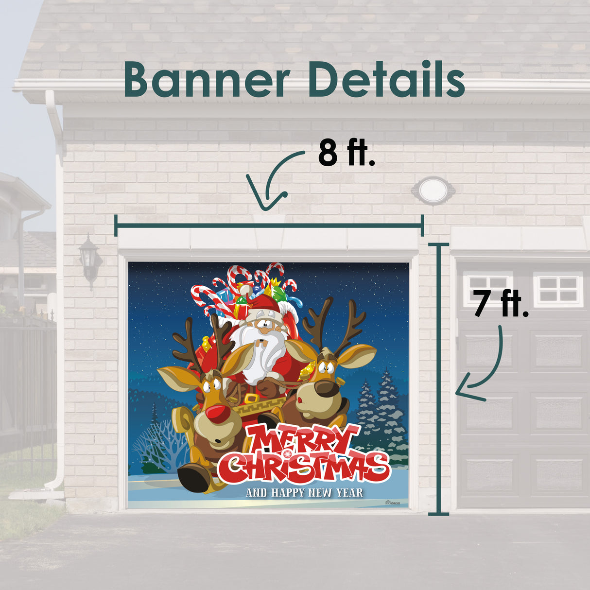 8' x 7' Santa’s Merry Takeoff Christmas Garage Door Banner - Magical Festive Outdoor Décor