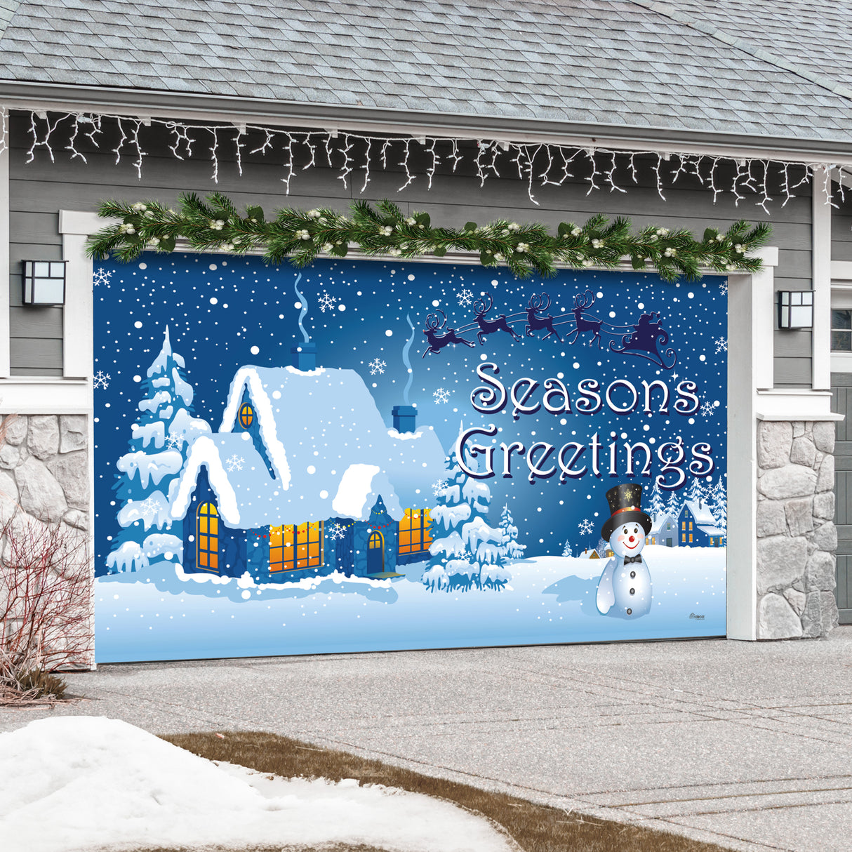 16' x 7' Magical Winter Wonderland Christmas Double Garage Door Banner - Festive Outdoor Décor