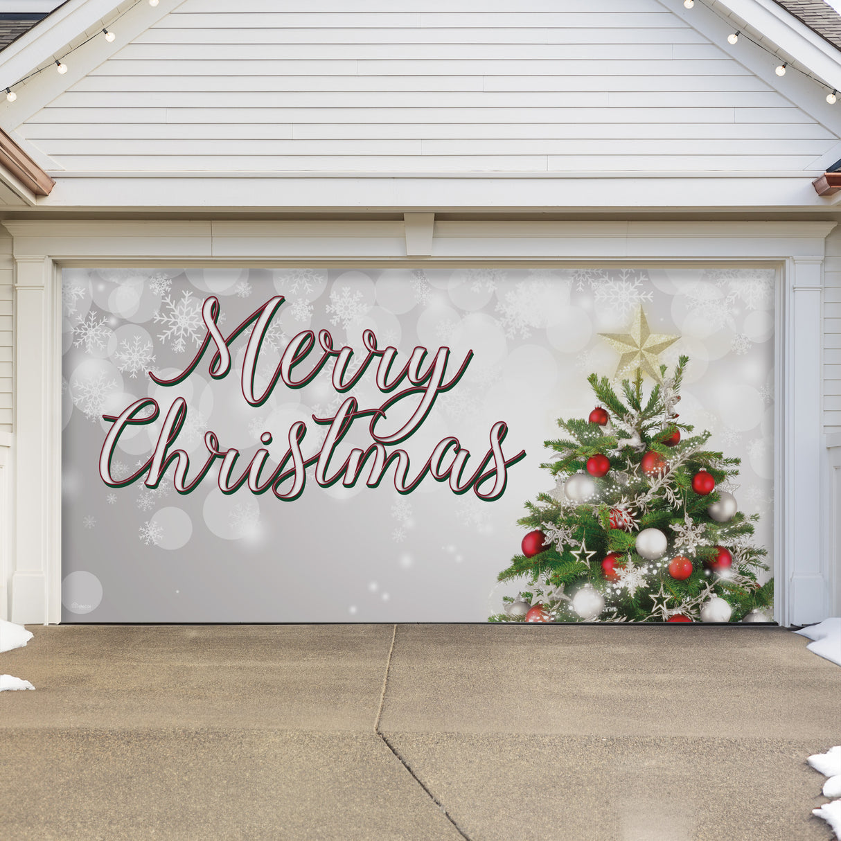 16' x 7' Joyful Merry Christmas Tree Double Garage Door Banner - Festive Holiday Cheer Décor