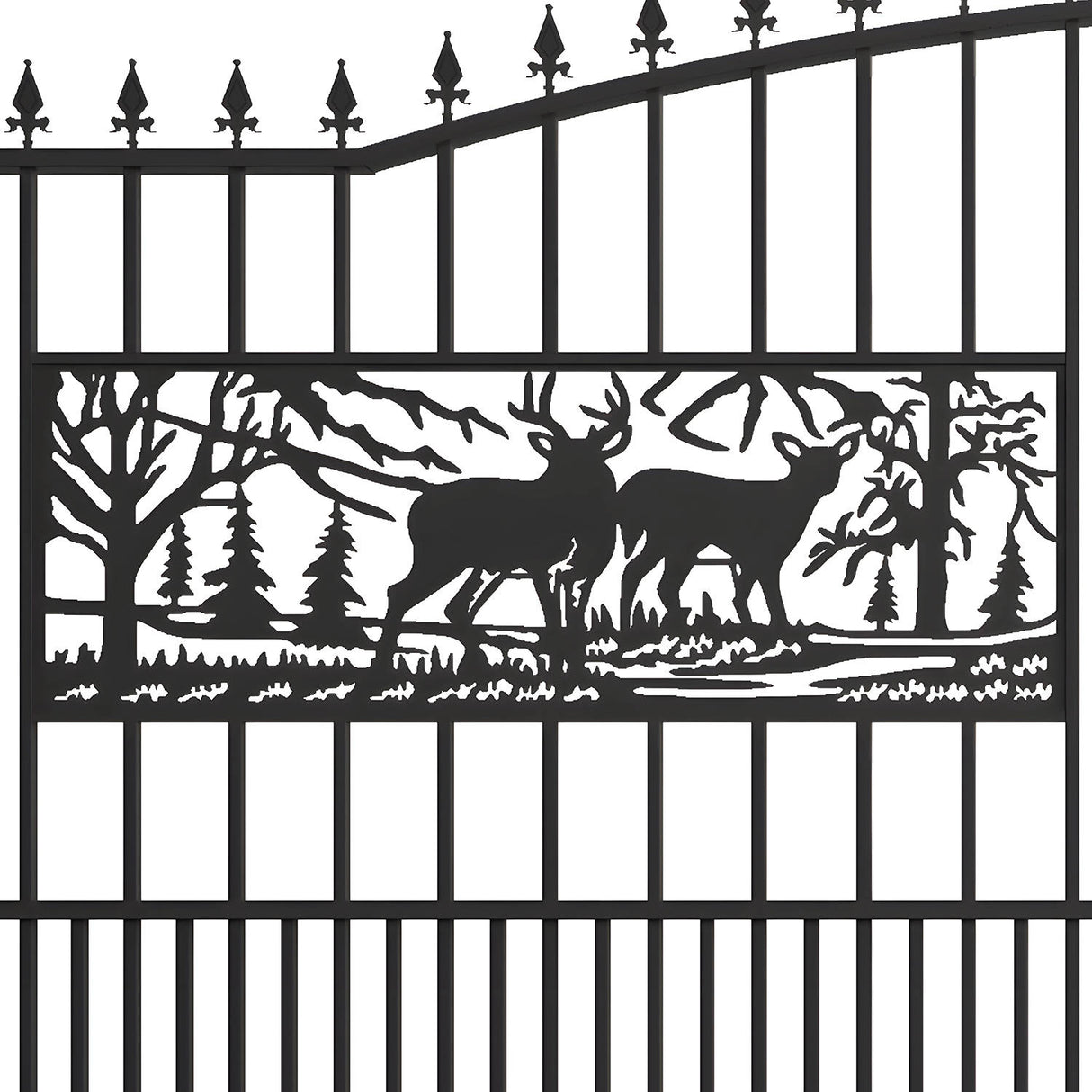 18x7 ft Steel Dual Swing Driveway Gate with Rectangular Deer Pattern