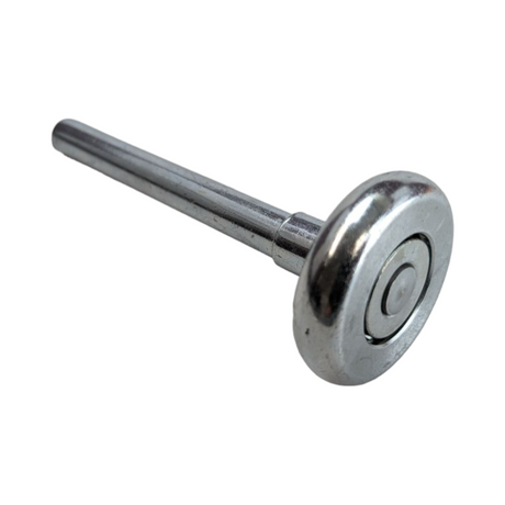 Close-up of a 2 inch heavy duty steel garage door roller with a 4 inch stem