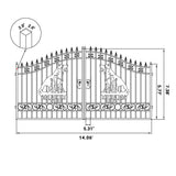 14x7 ft Steel Dual Swing Driveway Gate with Dog Pattern