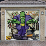 8' x 7' Frankenstein Halloween Garage Door Banner - Spooky Outdoor Décor