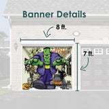 8' x 7' Frankenstein Halloween Garage Door Banner - Spooky Outdoor Décor