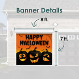 8' x 7' Jack O'Lantern Halloween Garage Door Banner - Spooky Outdoor Décor