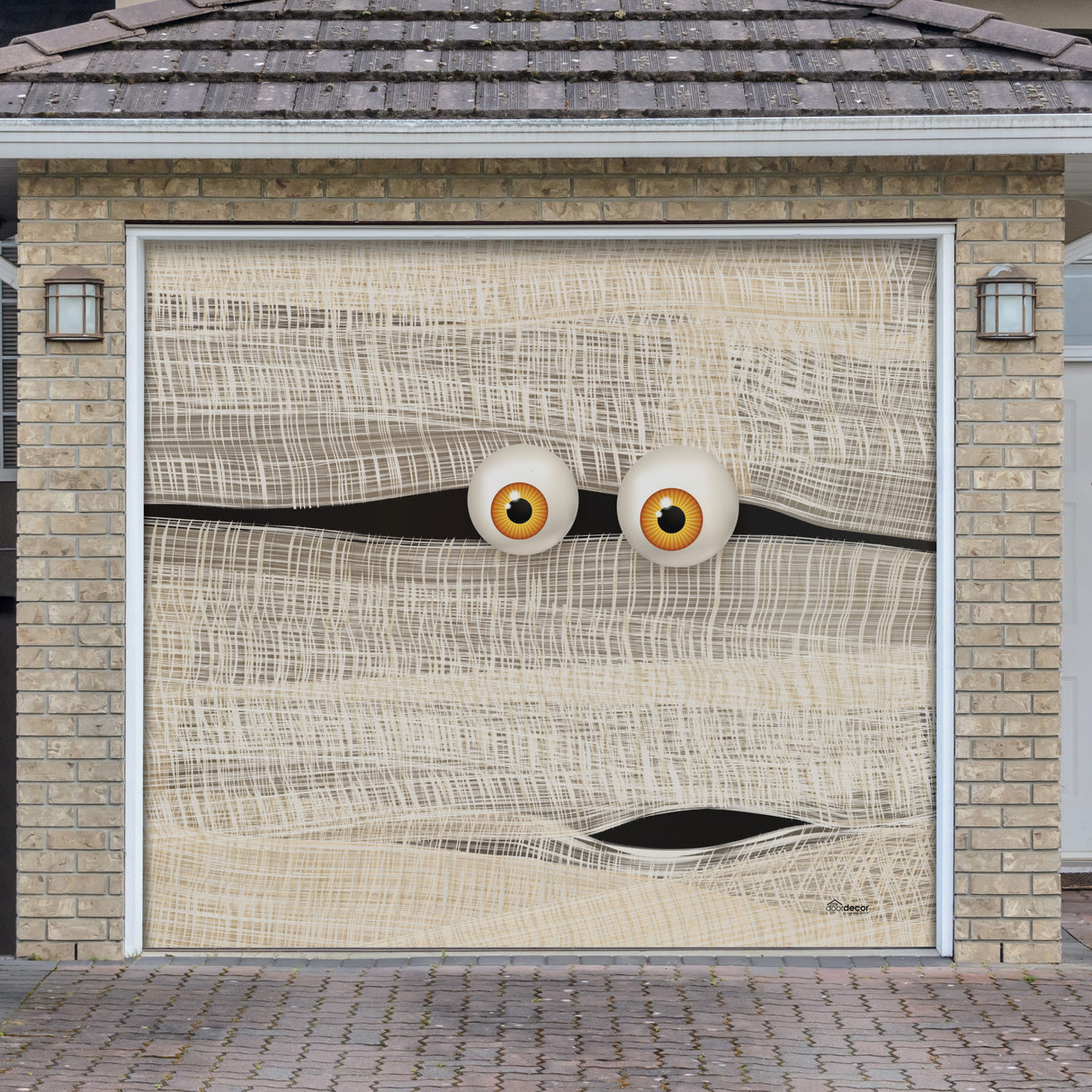 8' x 7' Mummy Halloween Garage Door Banner - Spooky Outdoor Décor