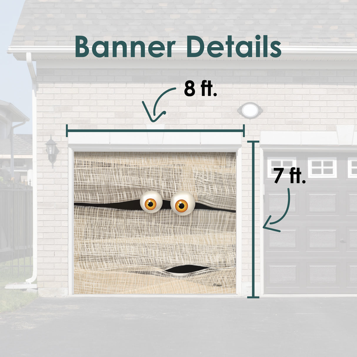 8' x 7' Mummy Halloween Garage Door Banner - Spooky Outdoor Décor