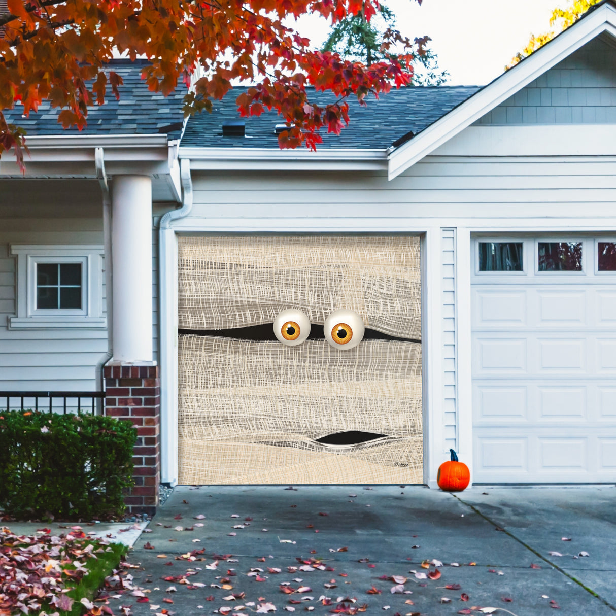 8' x 7' Mummy Halloween Garage Door Banner - Spooky Outdoor Décor