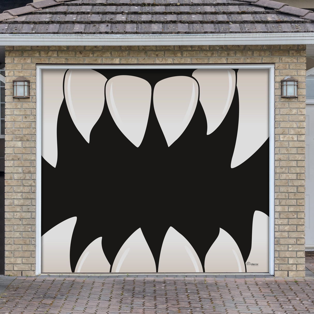 8' x 7' Teeth Halloween Garage Door Banner - Spooky Outdoor Décor