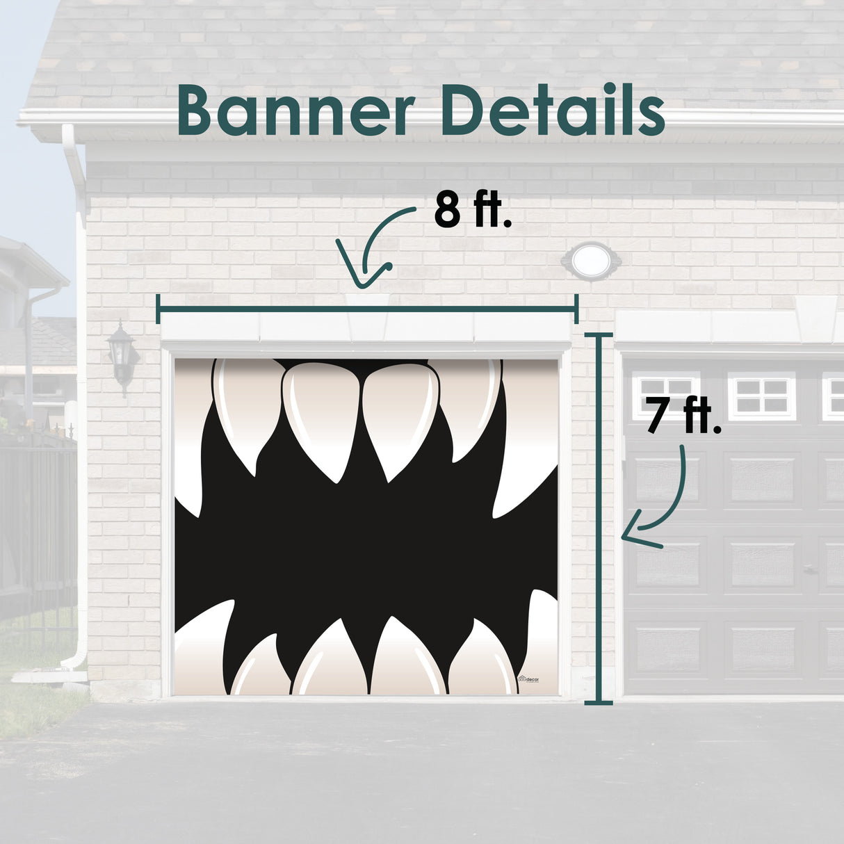 8' x 7' Teeth Halloween Garage Door Banner - Spooky Outdoor Décor
