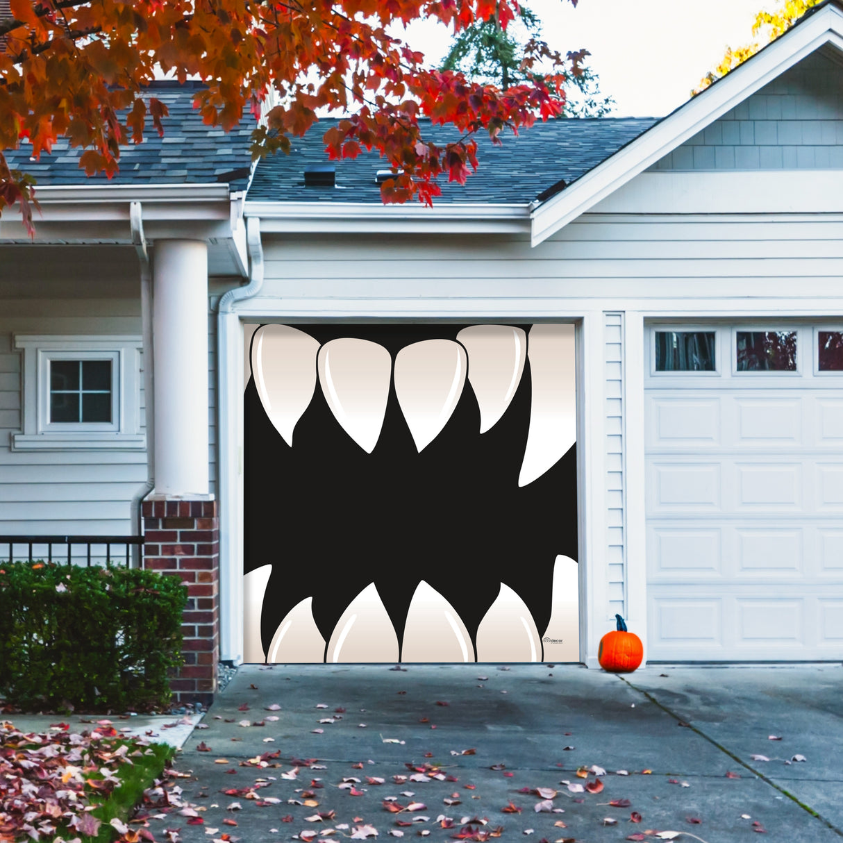 8' x 7' Teeth Halloween Garage Door Banner - Spooky Outdoor Décor