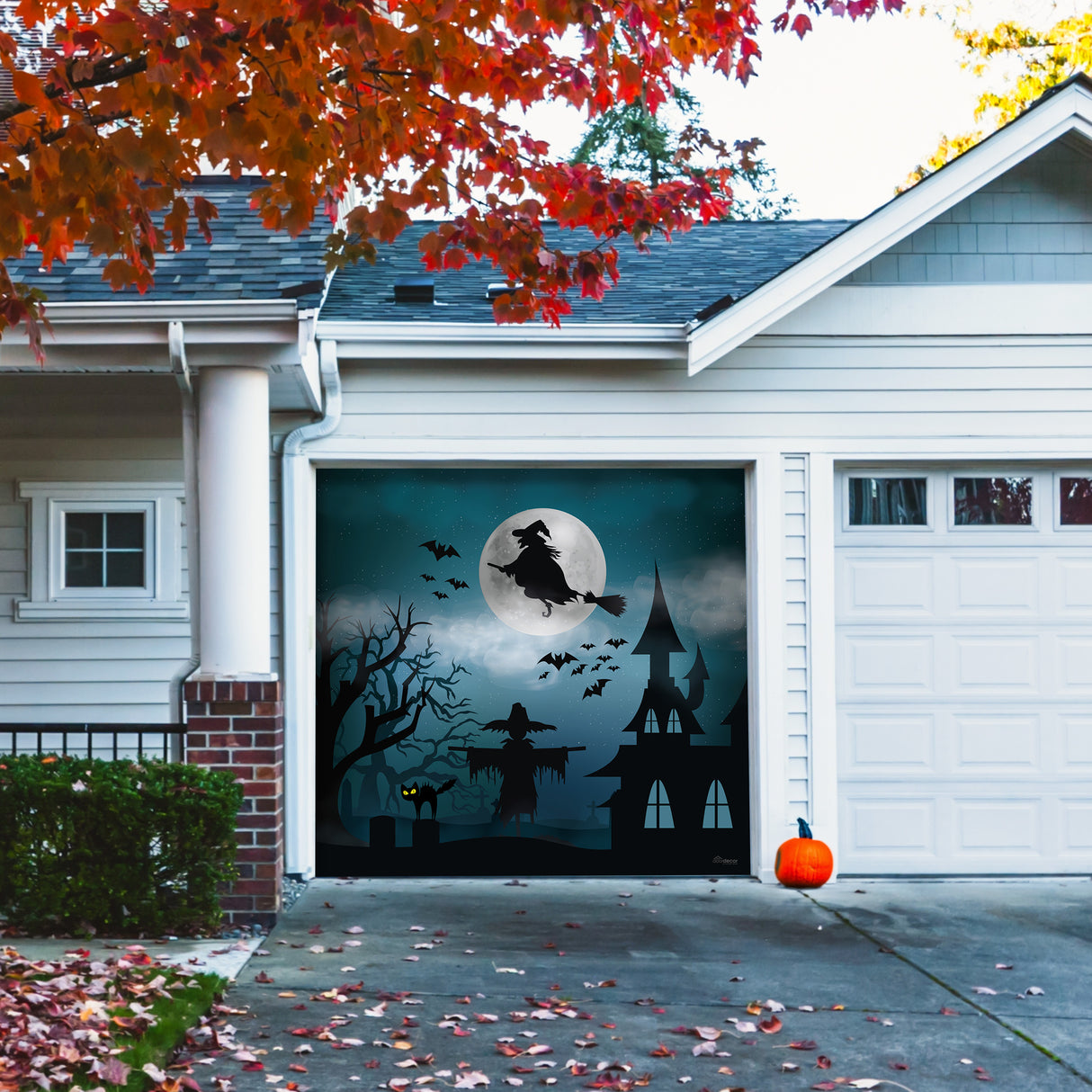 8' x 7' Spooky Graveyard Garage Door Banner - Halloween Outdoor Decorations