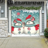 8' x 7' Joyful Snowman Christmas Garage Door Banner - Festive Holiday Outdoor Décor