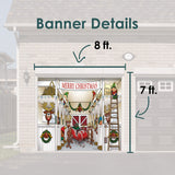 8' x 7' Cozy Reindeer Barn Christmas Garage Door Banner - Warm Festive Outdoor Décor