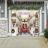 8' x 7' Cozy Reindeer Barn Christmas Garage Door Banner - Warm Festive Outdoor Décor