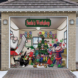 8' x 7' Magical Santa’s Workshop Christmas Garage Door Banner - Festive Holiday Décor