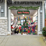 8' x 7' Magical Santa’s Workshop Christmas Garage Door Banner - Festive Holiday Décor