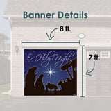 8' x 7' Manger O Holy Night Nativity Double Garage Door Banner - Adoration Christmas Décor