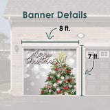 8' x 7' Joyful Merry Christmas Tree Garage Door Banner - Festive Holiday Cheer Décor
