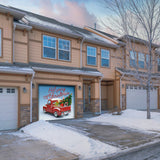 8' x 7' Red Truck Christmas Tree Garage Door Banner - Classic Holiday Cheer Décor