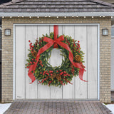 8' x 7' Charming Christmas Wreath Garage Door Banner - Heartwarming Holiday Outdoor Décor