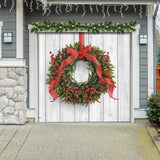 8' x 7' Charming Christmas Wreath Garage Door Banner - Heartwarming Holiday Outdoor Décor