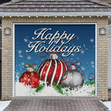8' x 7' Ornaments in Snow Garage Door Banner - Christmas Holiday Outdoor Decorations
