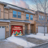 8' x 7' Red Snowman and Trees Garage Door Banner - Christmas Holiday Outdoor Decorations