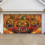 16' x 7' Pumpkin Halloween Garage Door Banner - Spooky Outdoor Décor