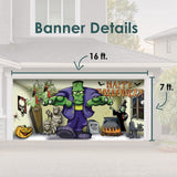 16' x 7' Frankenstein Halloween Garage Door Banner - Spooky Outdoor Décor