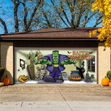 16' x 7' Frankenstein Halloween Garage Door Banner - Spooky Outdoor Décor