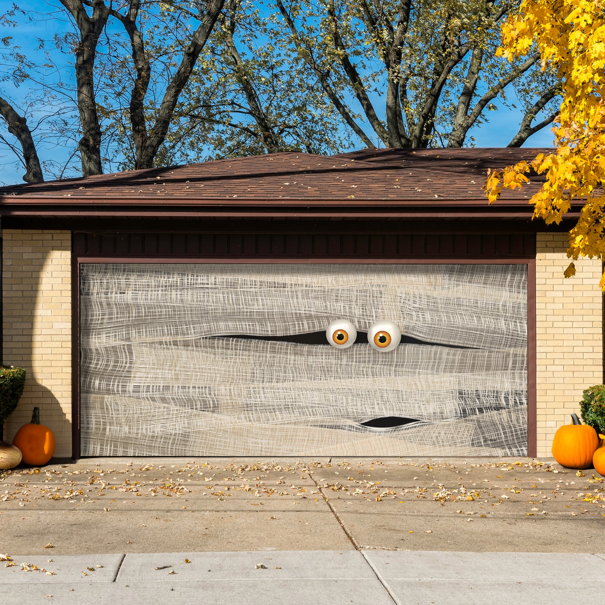 16' x 7' Mummy Halloween Garage Door Banner - Spooky Outdoor Décor