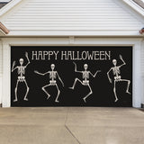 16' x 7' Skeletons Halloween Garage Door Banner - Spooky Outdoor Décor