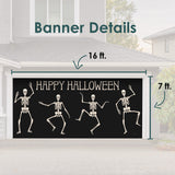16' x 7' Skeletons Halloween Garage Door Banner - Spooky Outdoor Décor