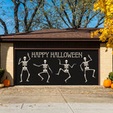 16' x 7' Skeletons Halloween Garage Door Banner - Spooky Outdoor Décor