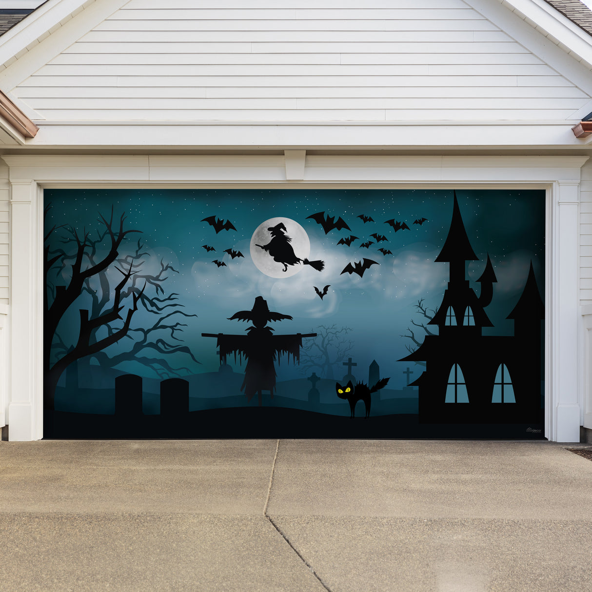 16' x 7' Spooky Graveyard Garage Door Banner - Halloween Outdoor Decorations