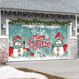 16' x 7' Joyful Snowman Christmas Double Garage Door Banner - Festive Holiday Outdoor Décor