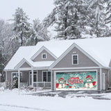 16' x 7' Joyful Snowman Christmas Double Garage Door Banner - Festive Holiday Outdoor Décor