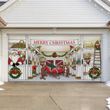 16' x 7' Heartwarming Santa’s Reindeer Barn Double Garage Door Banner - Festive Holiday Déco