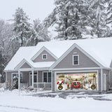16' x 7' Heartwarming Santa’s Reindeer Barn Double Garage Door Banner - Festive Holiday Déco
