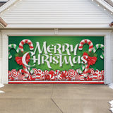 16' x 7' Whimsical Candy Cane Christmas Double Garage Door Banner - Playful Holiday Cheer Décor