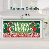 16' x 7' Whimsical Candy Cane Christmas Double Garage Door Banner - Playful Holiday Cheer Décor