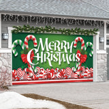 16' x 7' Whimsical Candy Cane Christmas Double Garage Door Banner - Playful Holiday Cheer Décor