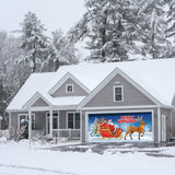 16' x 7' Magical Santa’s Sleigh Ride Double Garage Door Banner - Whimsical Holiday Décor