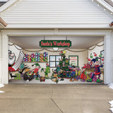 16' x 7' Magical Santa’s Workshop Christmas Double Garage Door Banner - Festive Holiday Décor