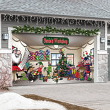 16' x 7' Magical Santa’s Workshop Christmas Double Garage Door Banner - Festive Holiday Décor