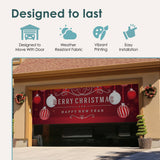 16' x 7' Timeless Red and White Ornaments Christmas Double Garage Door Banner - Elegant Holiday Décor