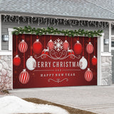 16' x 7' Timeless Red and White Ornaments Christmas Double Garage Door Banner - Elegant Holiday Décor