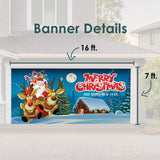 16' x 7' Santa’s Merry Takeoff Christmas Double Garage Door Banner - Magical Festive Outdoor Décor